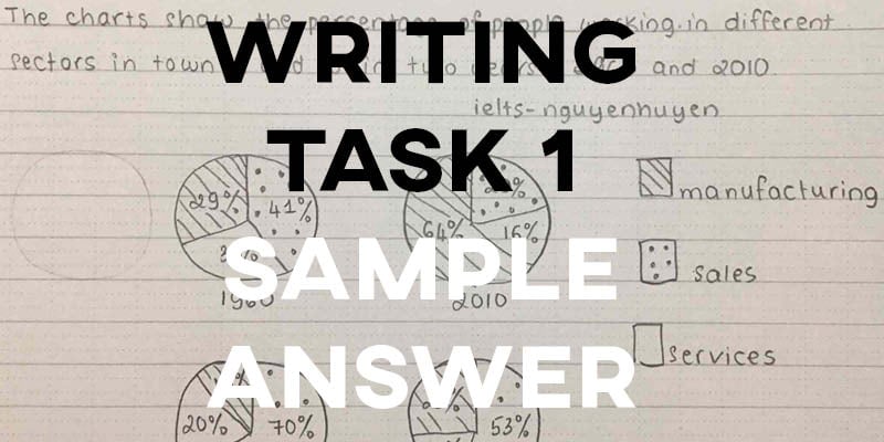 IELTS Writing Task 1 Sample Answer: Working Pie Charts (Real Past IELTS Exam/Test)