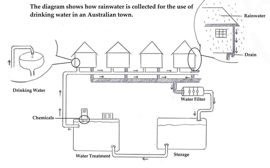 IELTS Writing Task 1 Sample Answer Essay: Rainwater Diagram/Process (Real Past IELTS Exam)