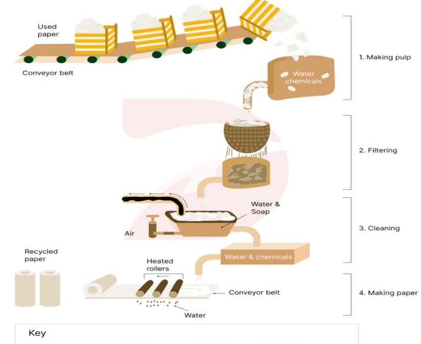 IELTS Essay Task 1: How Recycled Paper is Made